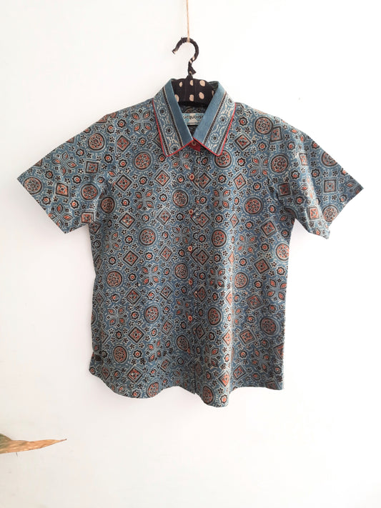 Subtle Indigo - Ajrakh Cotton Shirt