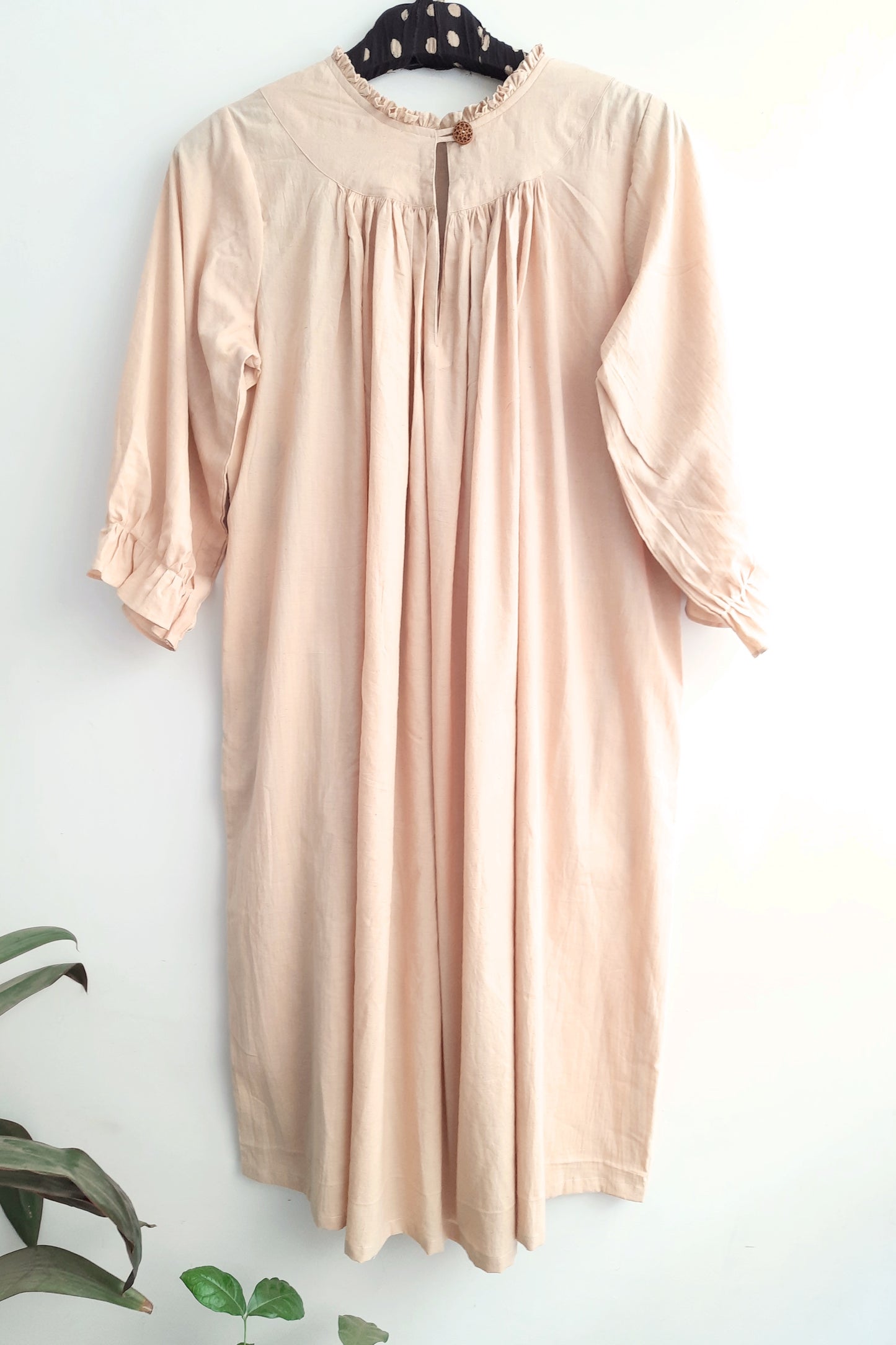 Sublime Sands: Artfully Designed Beige Dress