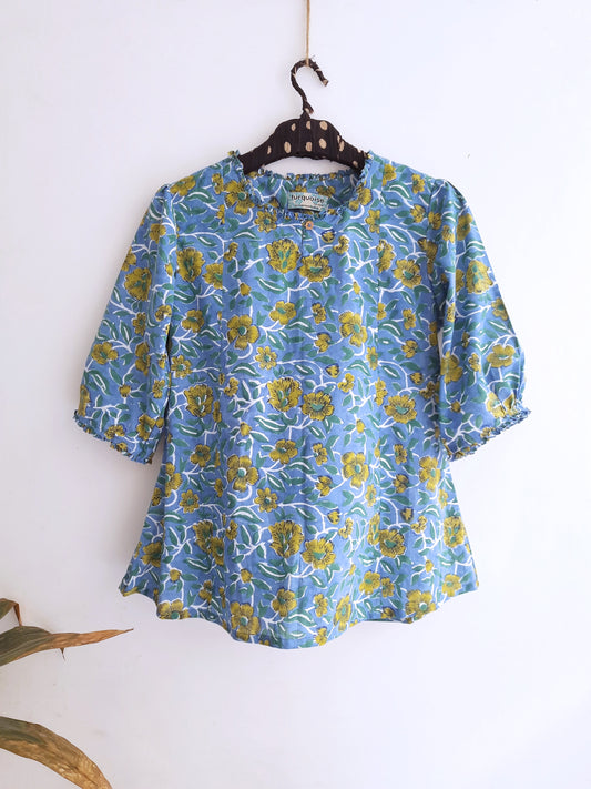 Summery blue floral top for women