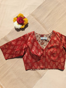 Naturally dyed Ajrakh hand block print blouses – ethically crafted, eco-friendly, and perfect for sustainable fashion. Handmade with traditional techniques for timeless style. Shop artisan blouses online!