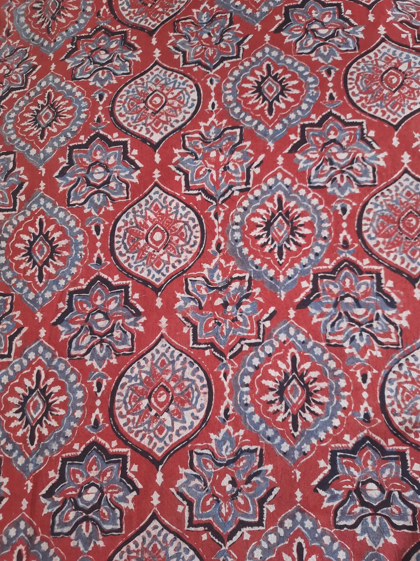 Pure Cotton Madder Ajrakh Hand Block Print Fabric by Turquoisethestore, showcasing intricate ajrakh prints in madder dye on soft cotton.