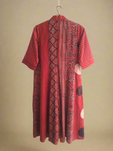 Ajrakh prints shirt dress for women in pure cotton. Women's dress. Sustainable fashion.