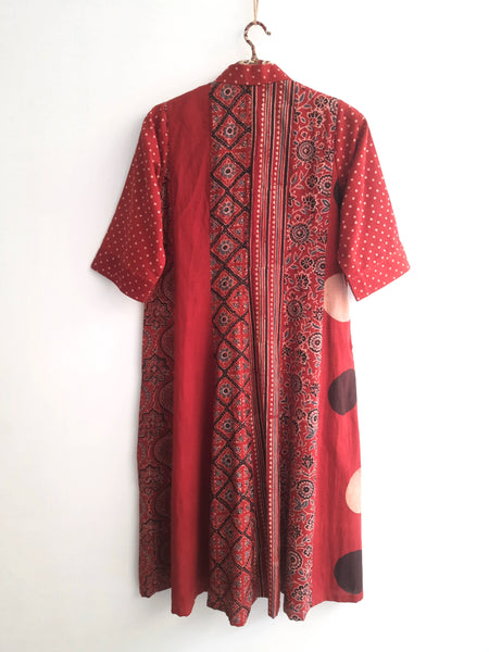 Ajrakh prints shirt dress for women in pure cotton. Women's dress. Sustainable fashion.