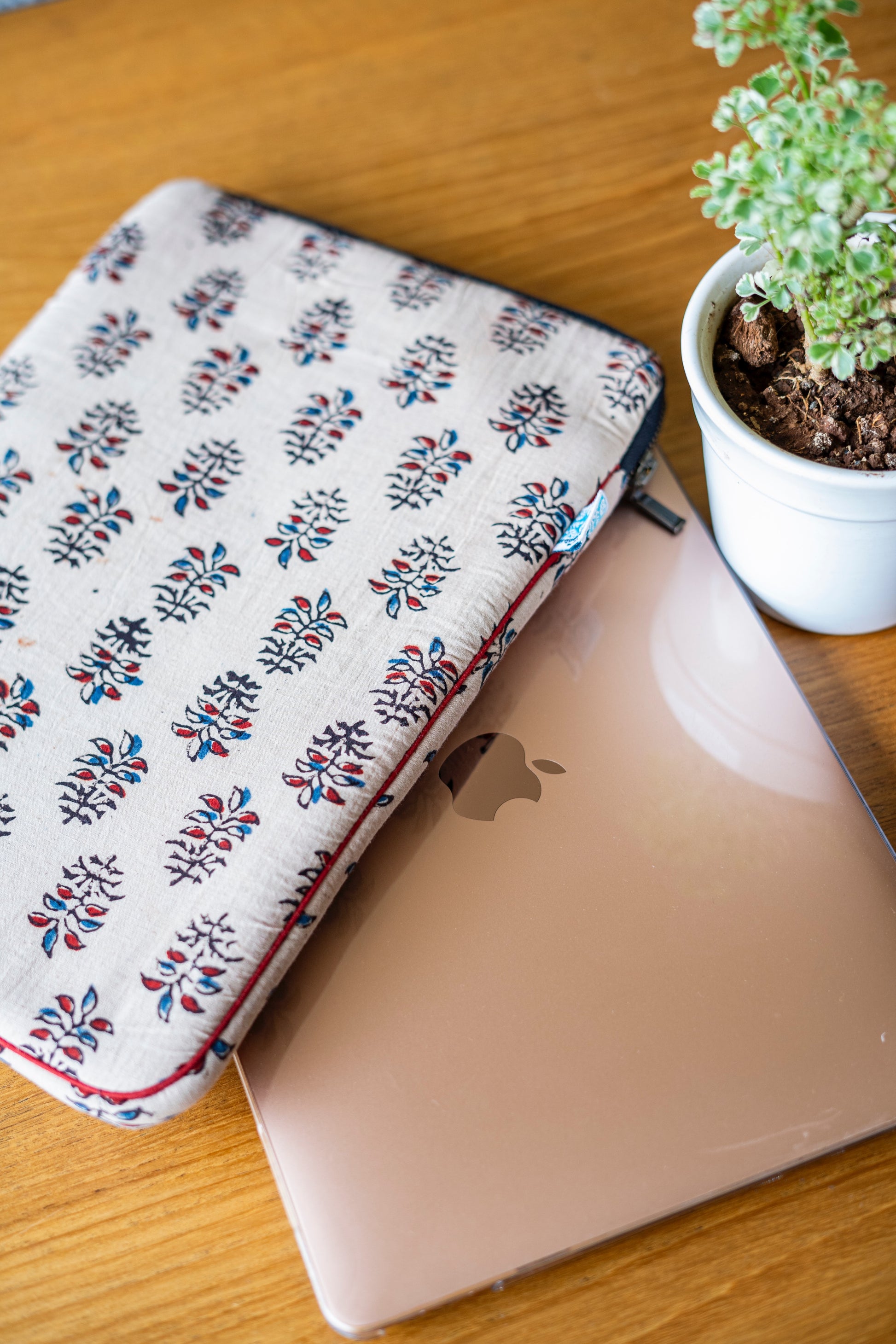 Apple MacBook Sleeve in ajrakh fabric, Laptop sleeve