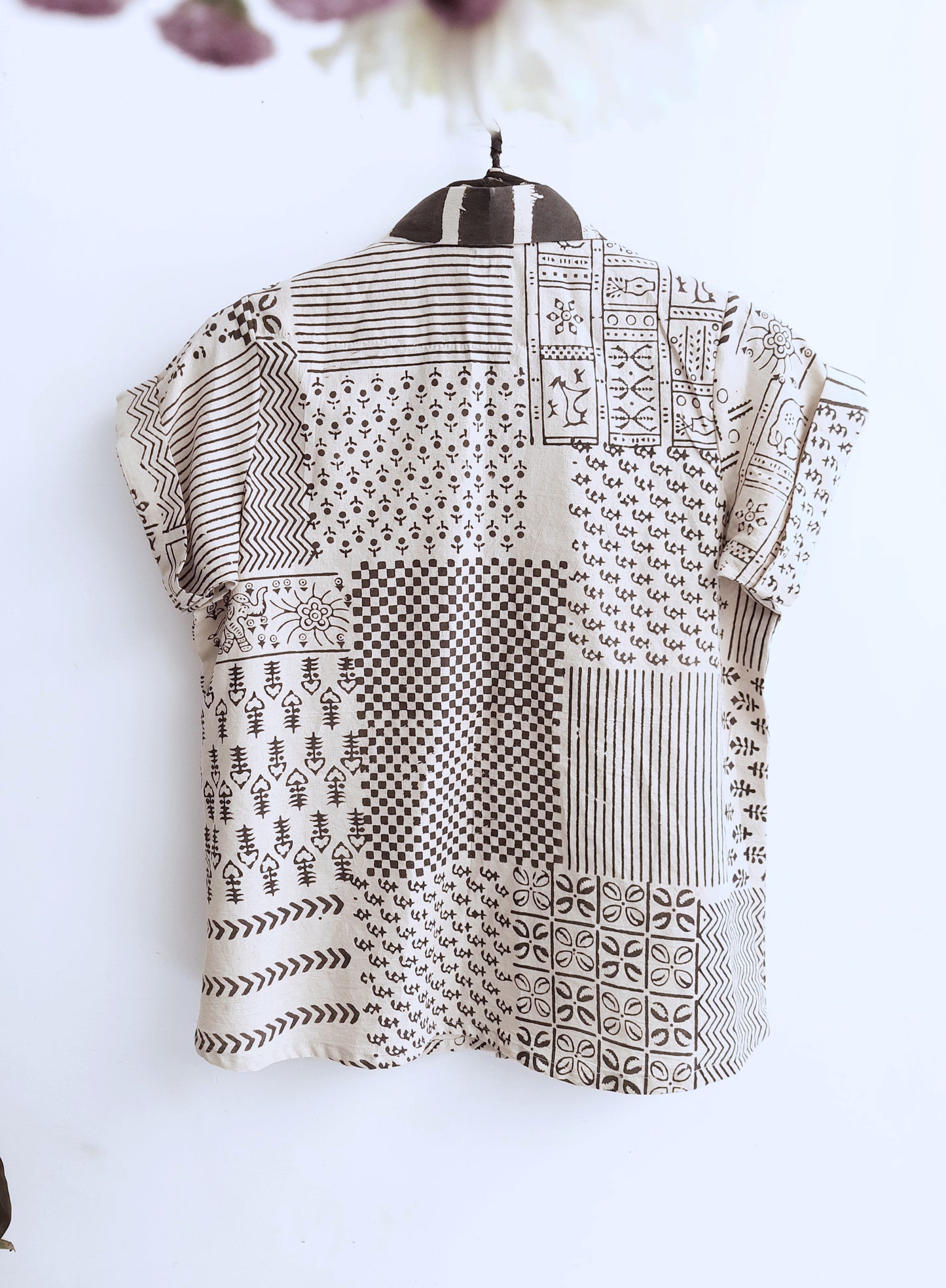 Beige ajrakh hand block print shirt, Ajrakh cotton shirt, Creative clothing, Sustainable fashion