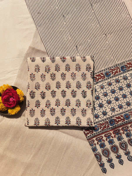 Ajrakh Hand Block Printed Suit Set – Pure Cotton, Naturally Dyed, Handcrafted Indian Ethnic Wear with Dupatta. Slow-made by skilled artisans, featuring breathable fabric and traditional patterns. A perfect blend of heritage craftsmanship and everyday comfort.