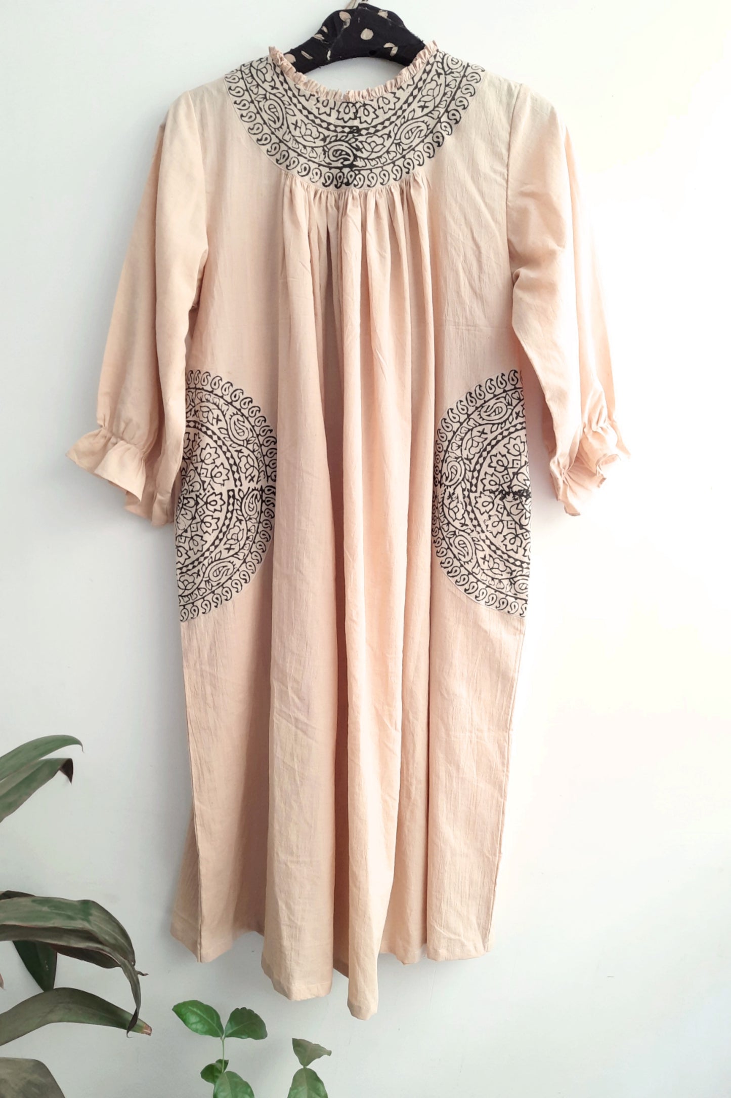 Sublime Sands: Artfully Designed Beige Dress