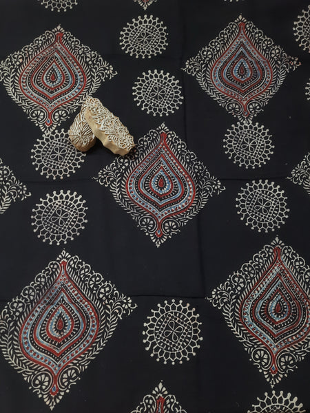 Modal Cotton, Ajrakh Hand Block Print Fabric, Indigo Dyed Fabric, Natural Indigo Dye, Handmade Clothing, Artisanal Crafted, Sustainable Fashion, Eco-Friendly Fabric, Premium Modal Silk, Turquoisethestore, Consciously Crafted, Ethically Made, Cruelty-Free Fabric.