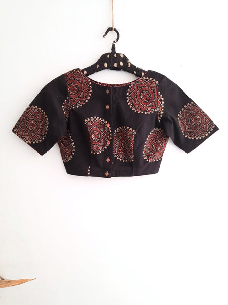 Black ajrakh cotton blouse 