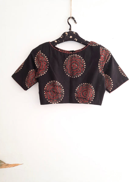 Black ajrakh cotton blouse 