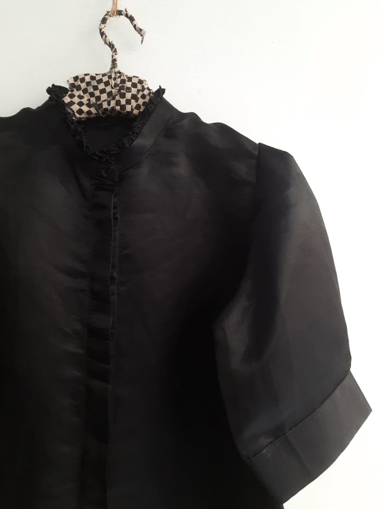 Black linen silk shirt for women. Luxurious linen silk shirt for women. Sustainable fashion.