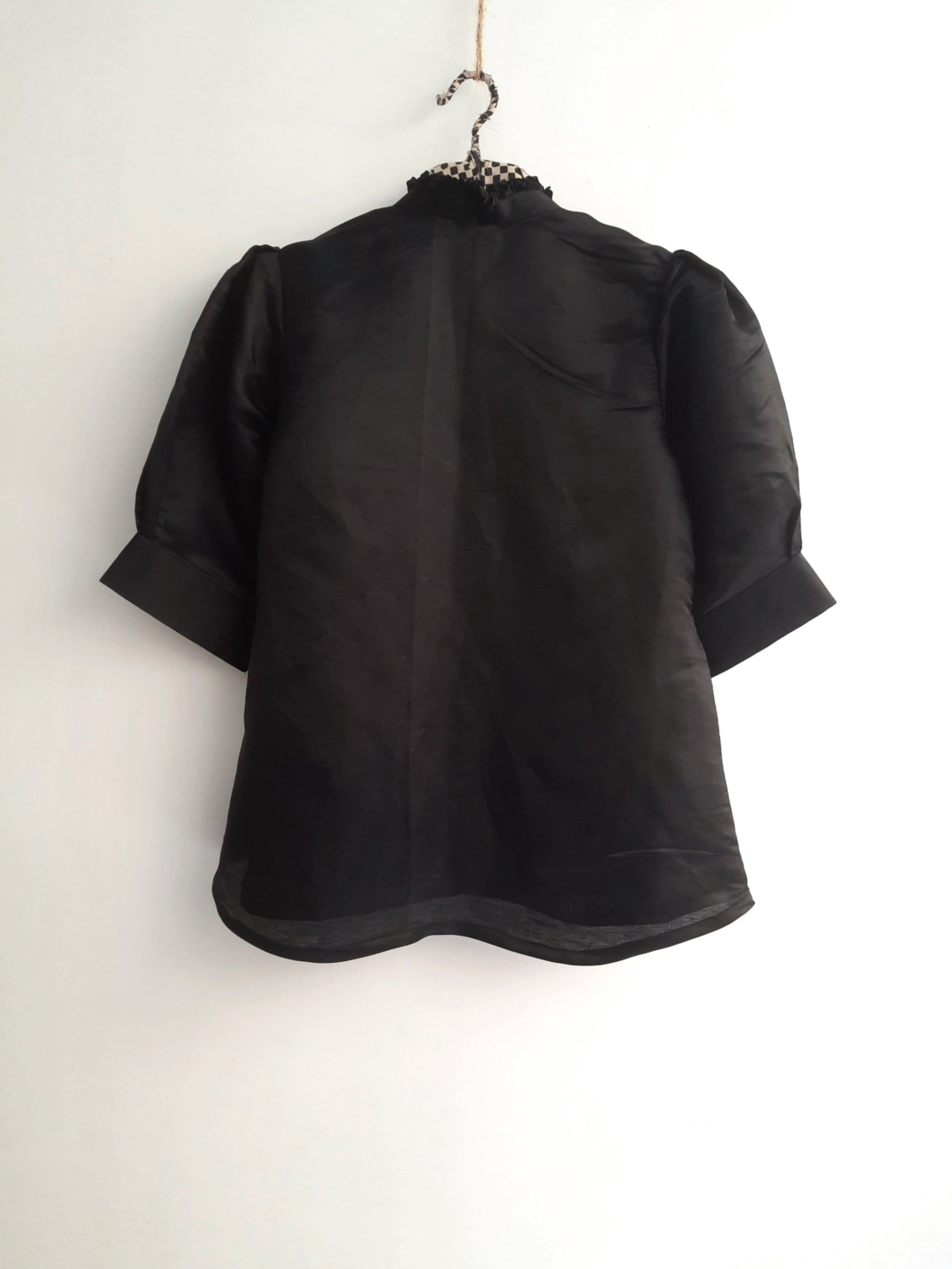 Black linen silk shirt for women. Luxurious linen silk shirt for women. Sustainable fashion.