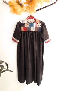 Black patchwork ajrakh cotton kurta, Black polka dots kurta, Sustainable fashion