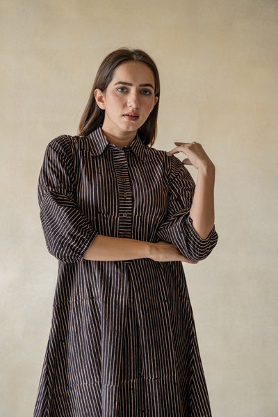 Black stripes shirt dress, Black dress, Shirt dress