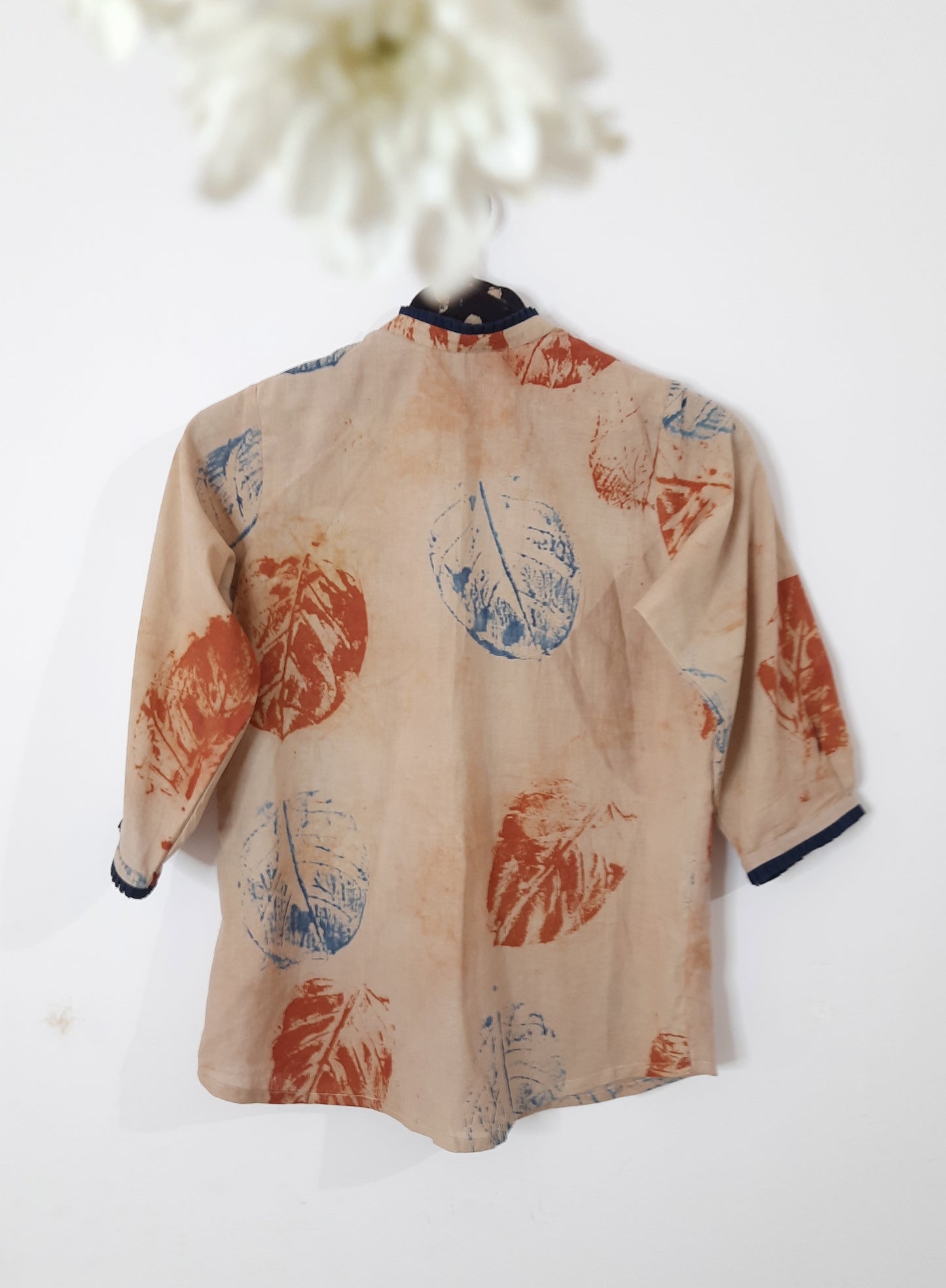 Earthy peach eco printed shirt for her, Eco conscious clothing, Handmade shirt, Slow fashion