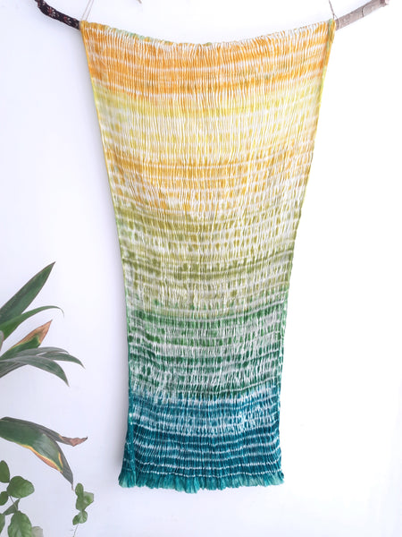 Green ombre shibori hand dyed stole, Handcrafted shibori dupatta