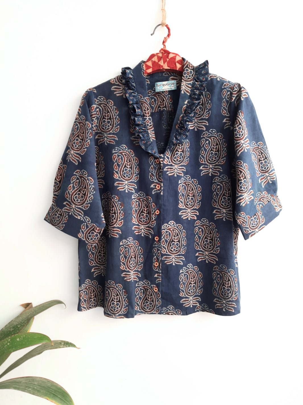 Ajrakh Hand Block Print Shirts For Women – Turquoisethestore