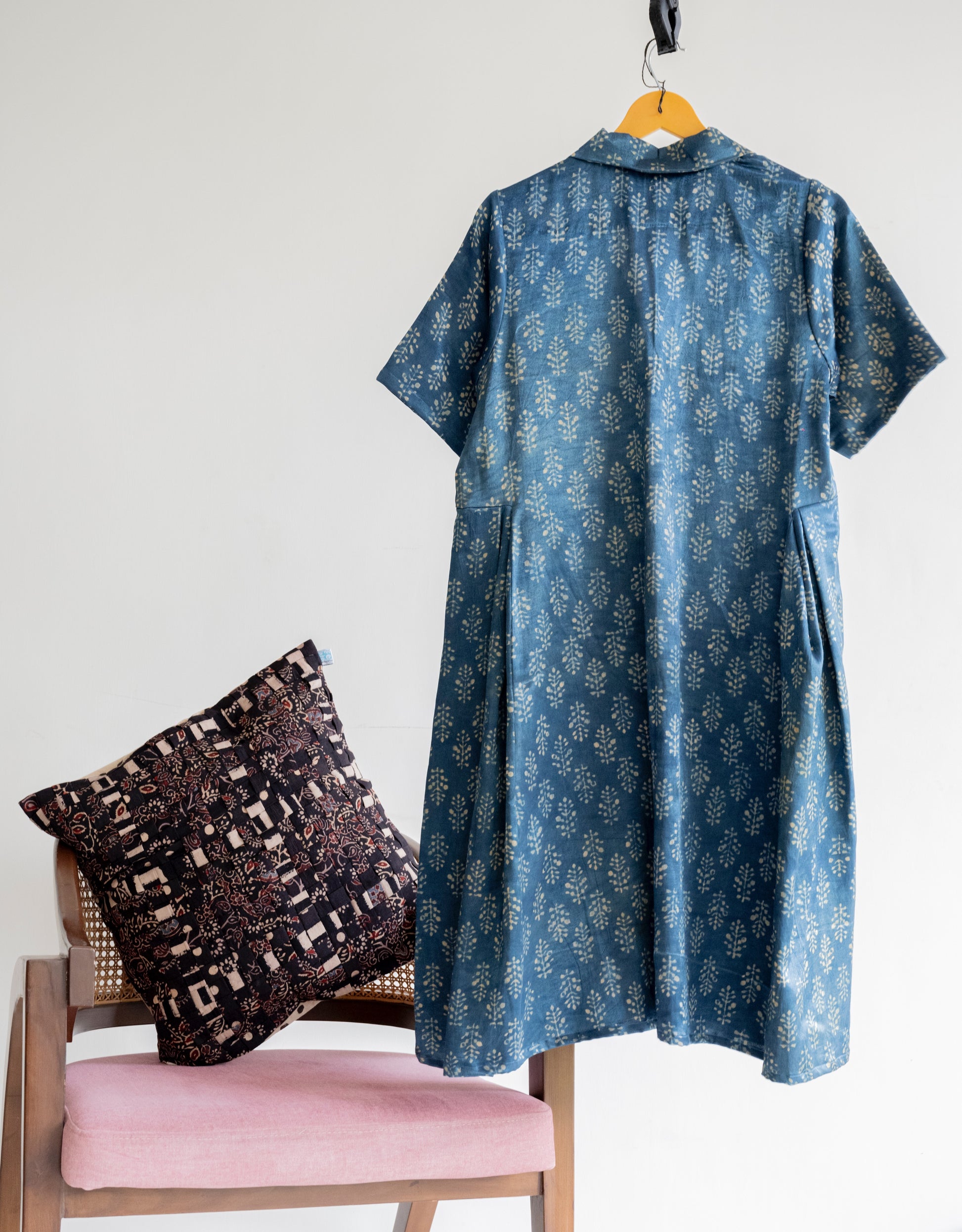 Indigo mashru silk dress, Indigo dress, Handmade silk dress, Natural dyed indigo dress