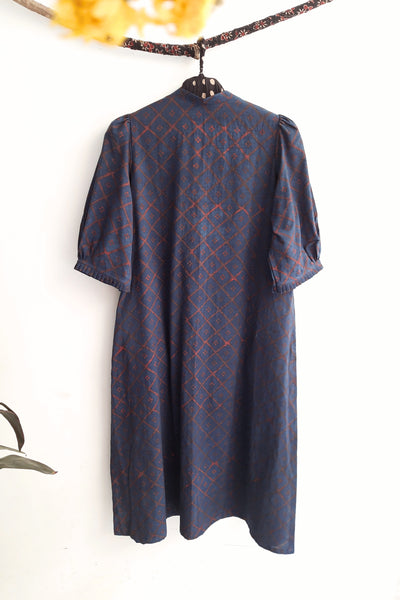 Indigo patchwork ajrakh women's kurta, Indigo dyed kurta, Slow fashion