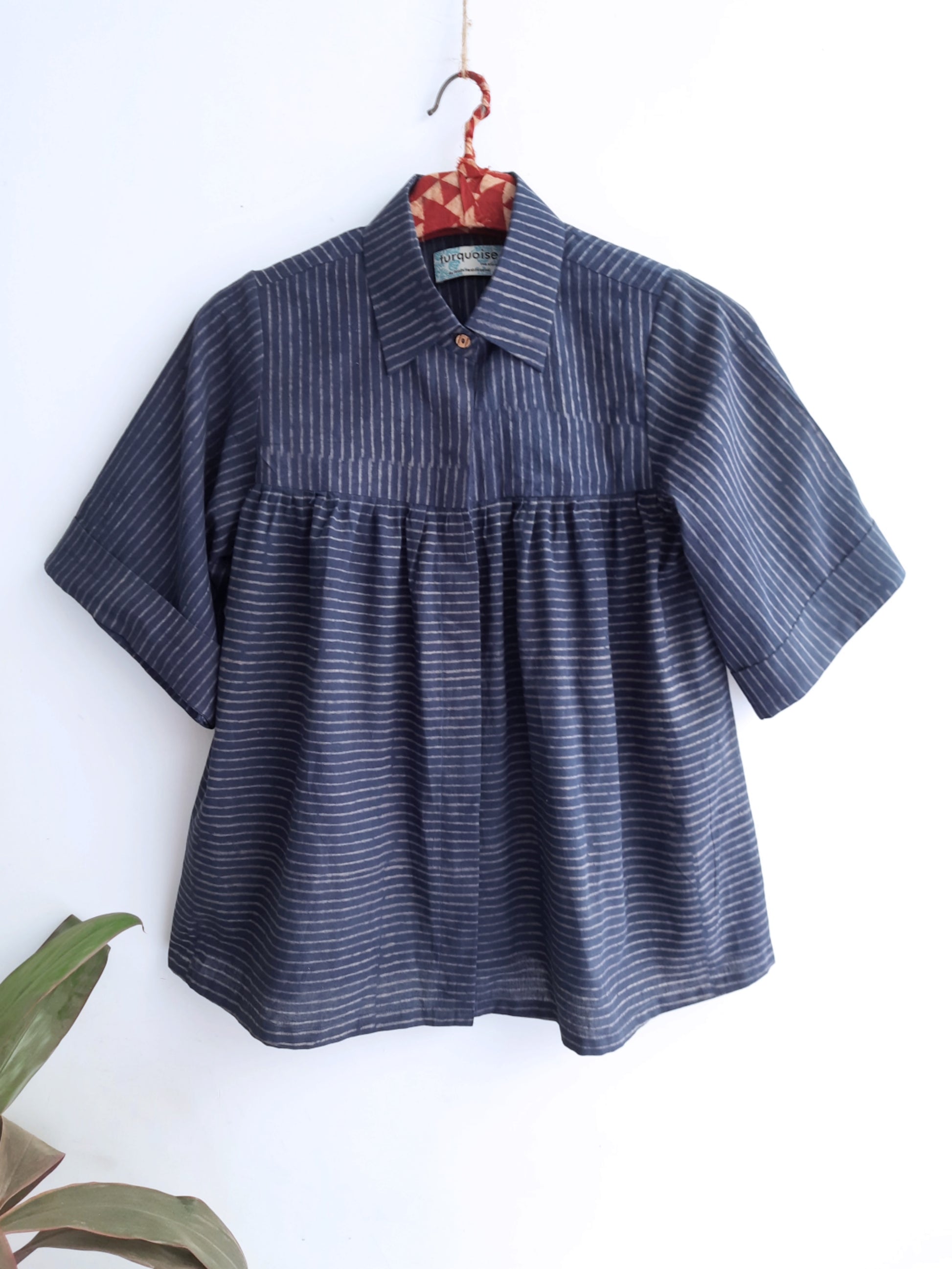 Indigo stripes anti fit shirt, Sustainable fashion