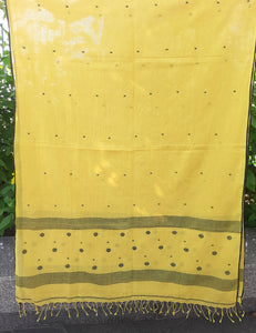 Jamdani Dupatta in Lemon Yellow Color, Handwoven Jamdani Dupatta