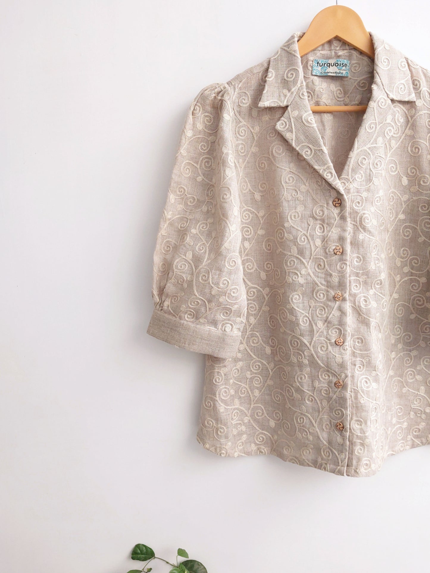 Linen Shirt For Women In Beige Color. Sustainable Luxury Fashion.