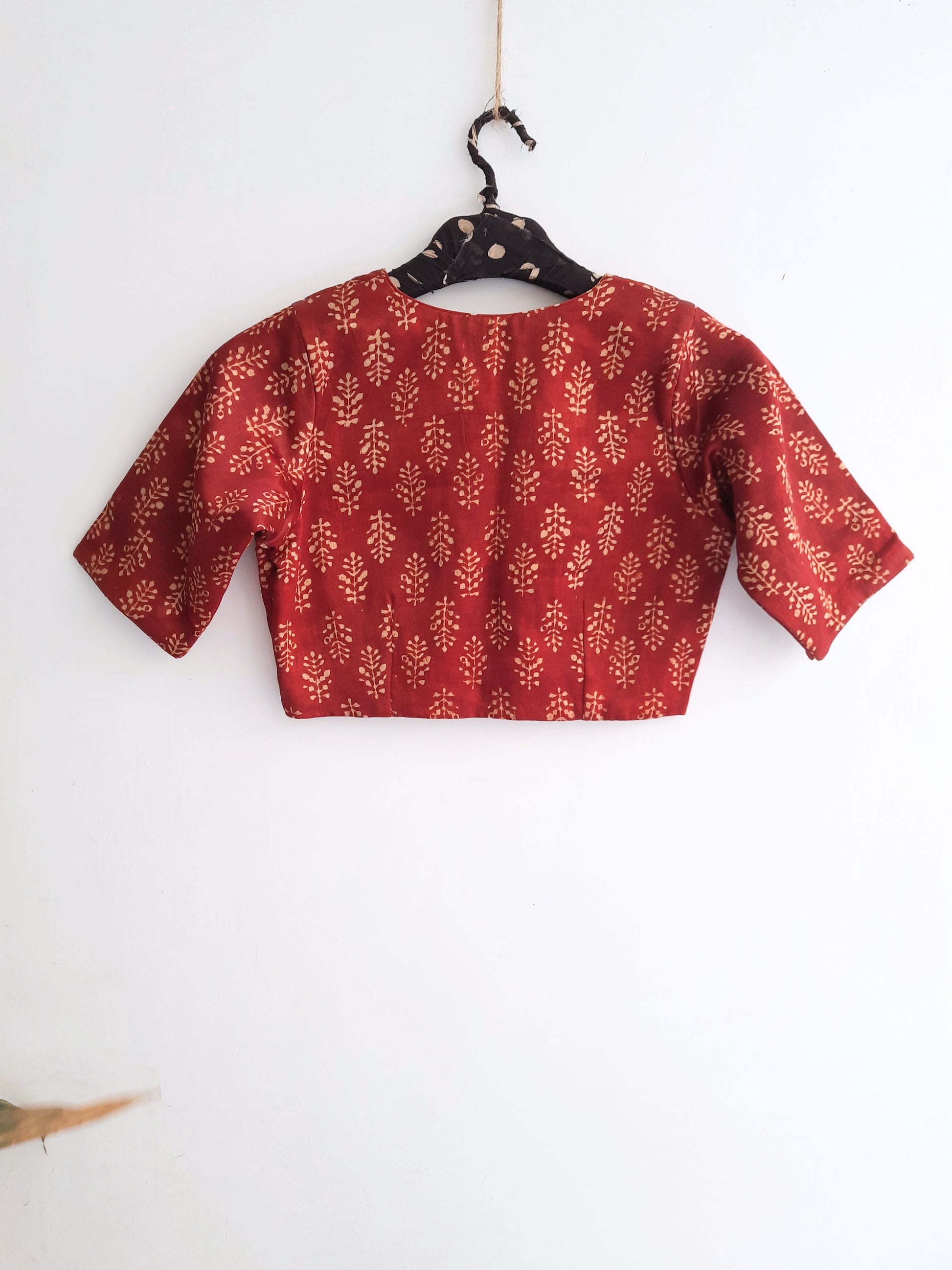 Madder ajrakh blouse in mashru silk