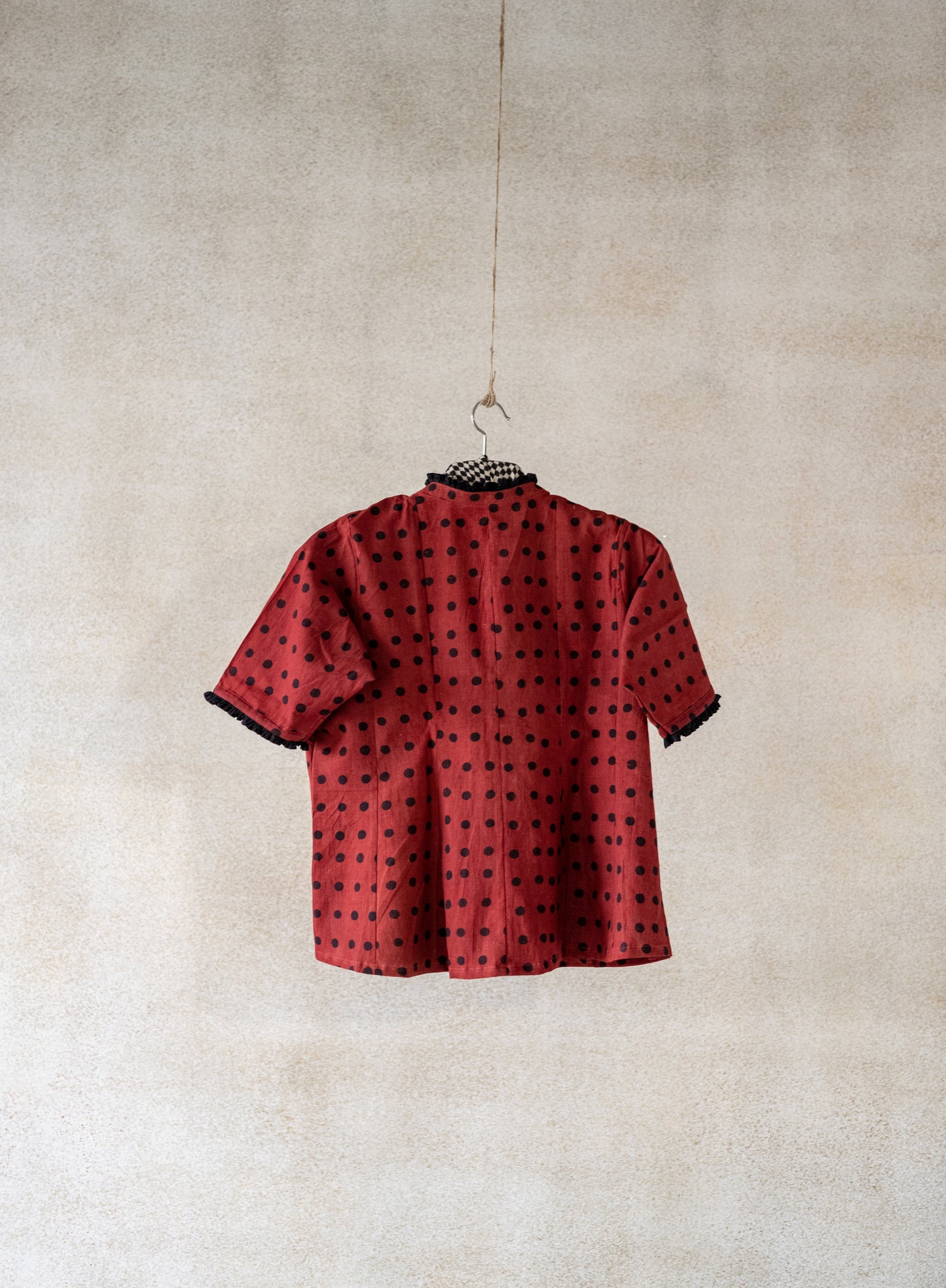Madder dyed polka dots women shirt, Sustainable fashion