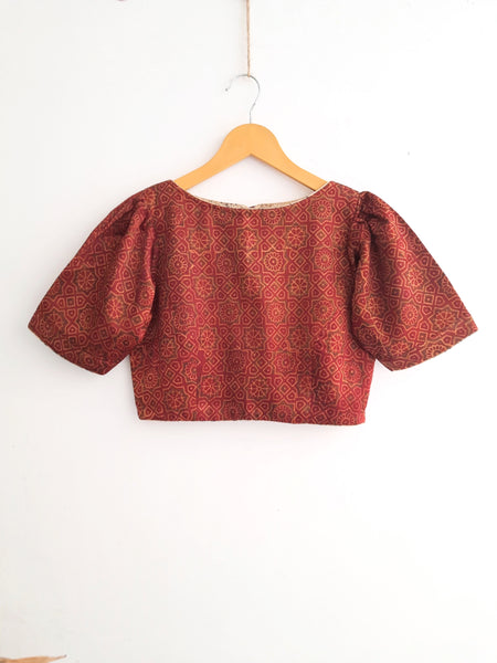 Madder Dyed - Ajrakh Mashru Silk Blouse