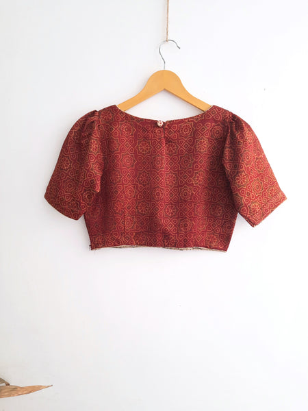 Madder Dyed - Ajrakh Mashru Silk Blouse