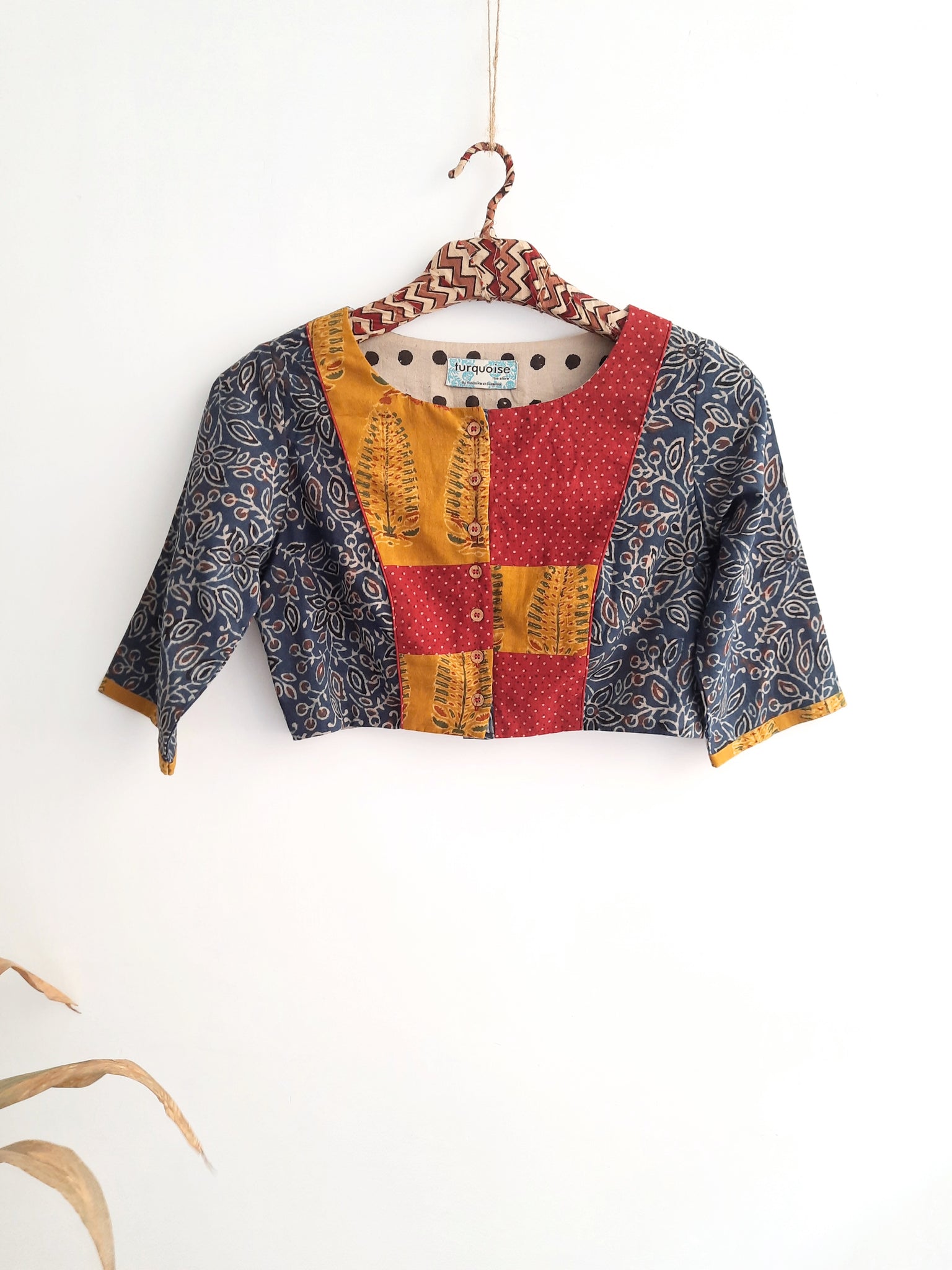 Multi Color Ajrakh Patchwork Blouse