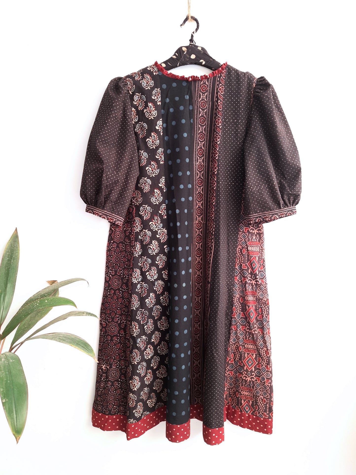 Multi ajrakh prints black dress, Black ajrakh dress, Bohemian dress, Artisan made dress