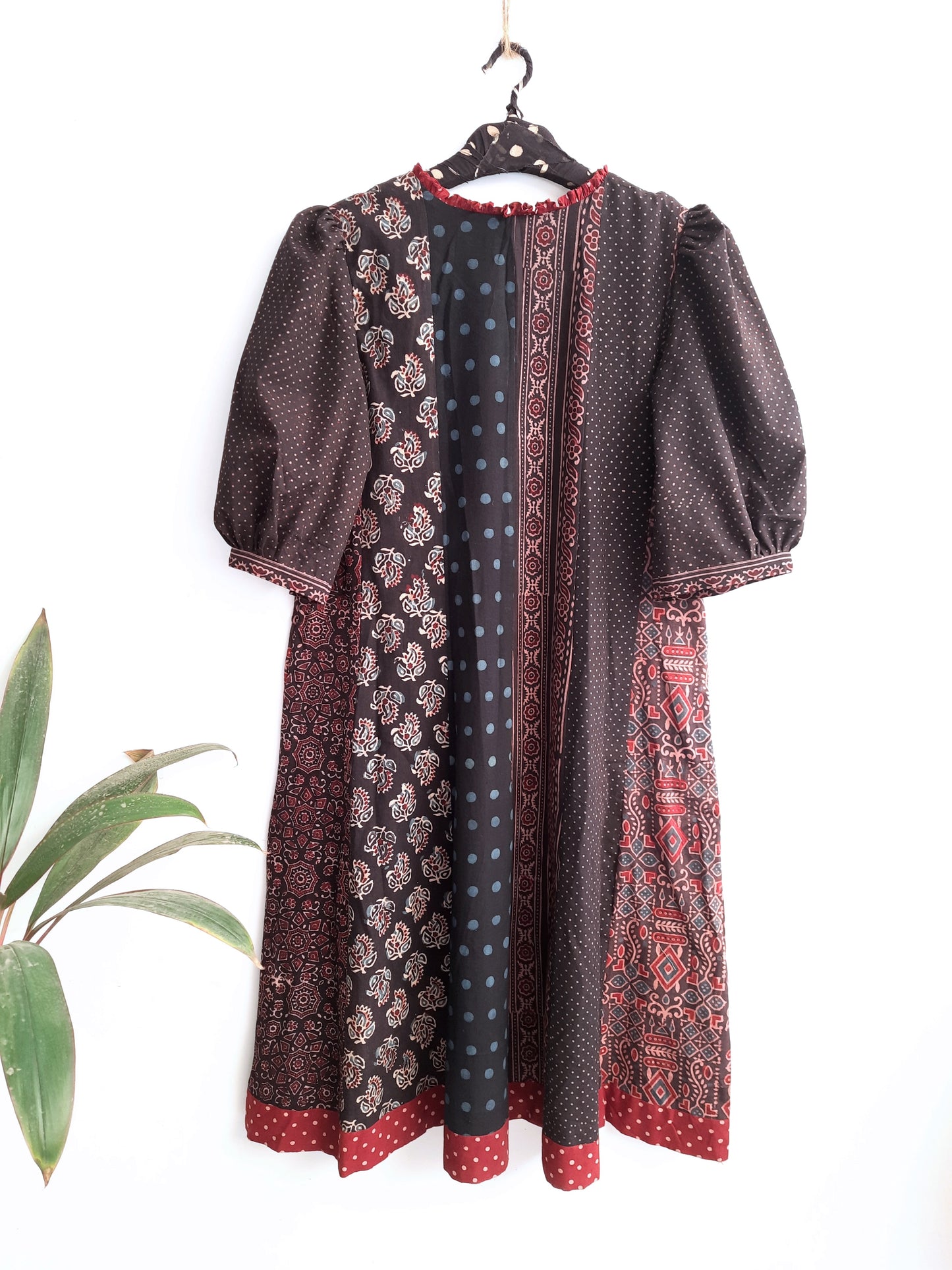 Multi ajrakh prints black dress, Black ajrakh dress, Bohemian dress, Artisan made dress