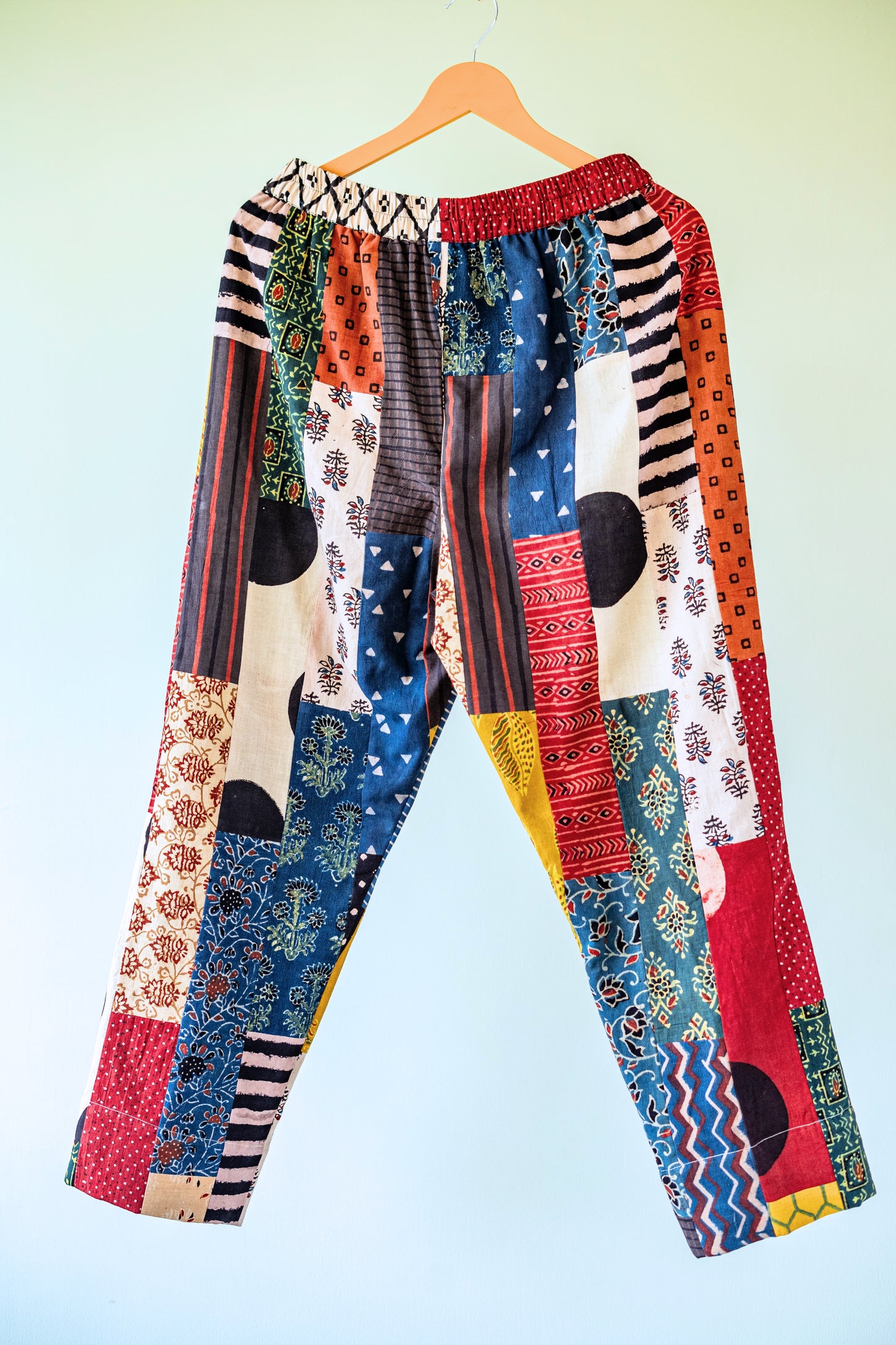 Patchwork pants, Ajrakh patchwork pants, Handmade patchwork pants