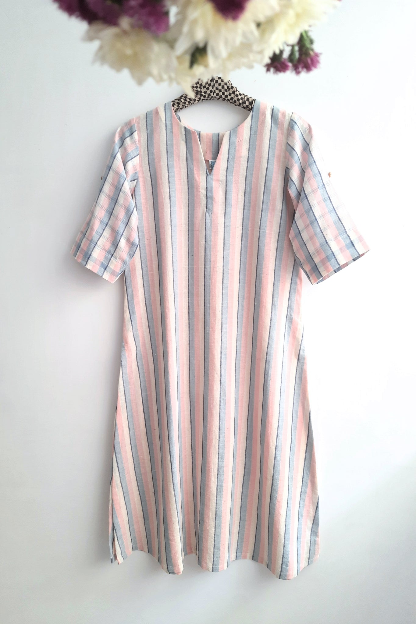 Stripes Handwoven Organic Cotton Kurta For Women