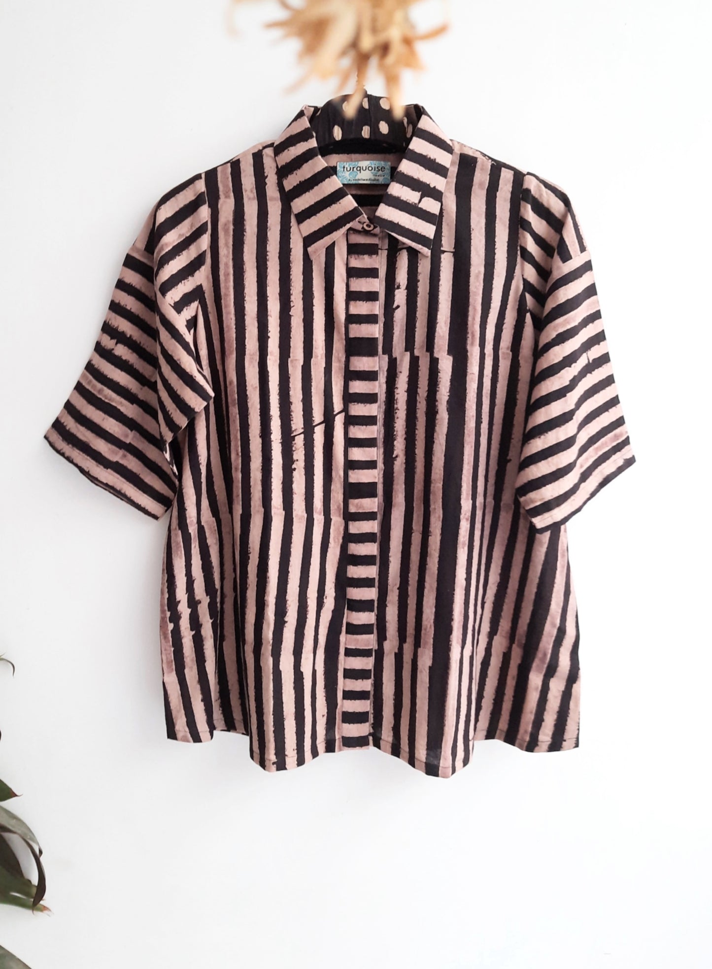 Stripes black and beige shirt for her, Conscious fashion