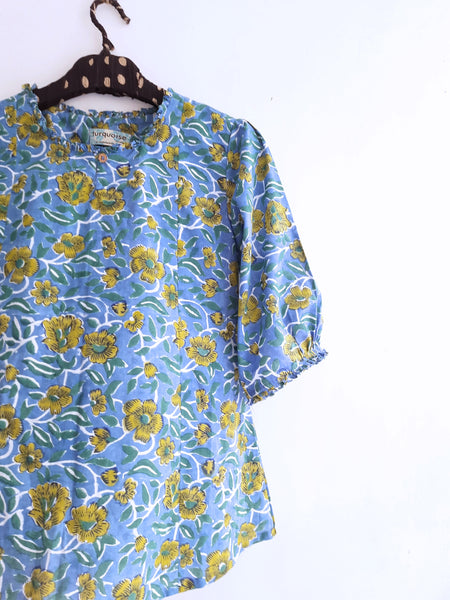 Summery blue floral top for women