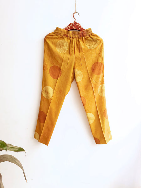 Turmeric yellow ajrakh polka dots coord set, Sustainable fashion