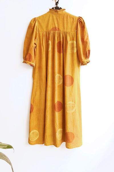 Turmeric yellow ajrakh polka dots coord set, Sustainable fashion