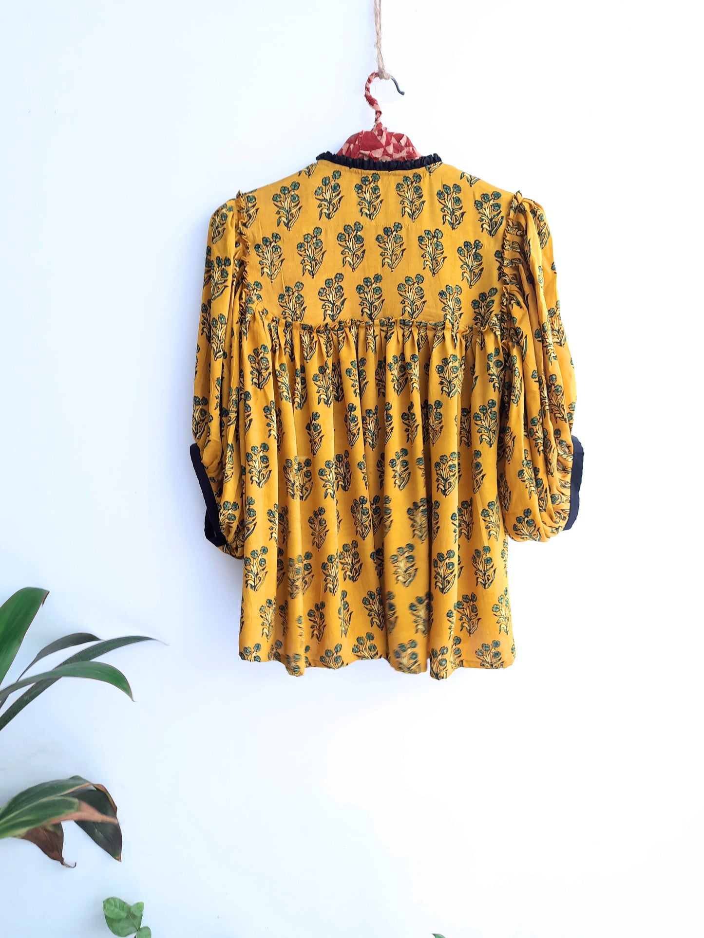 Turmeric yellow modal silk shirt for her, Natural dyed women's wear, Conscious fashion, Luxury fashion