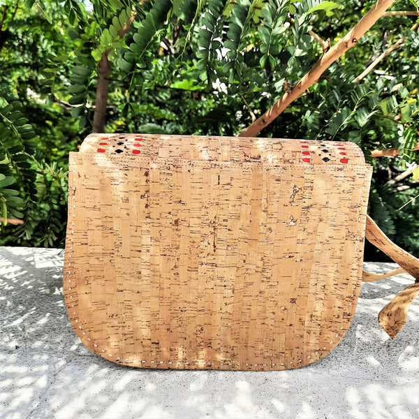 Handmade cork slingbag, Natural cork handbag, Vegan leather sling bag, Cork hand stitched sling bag