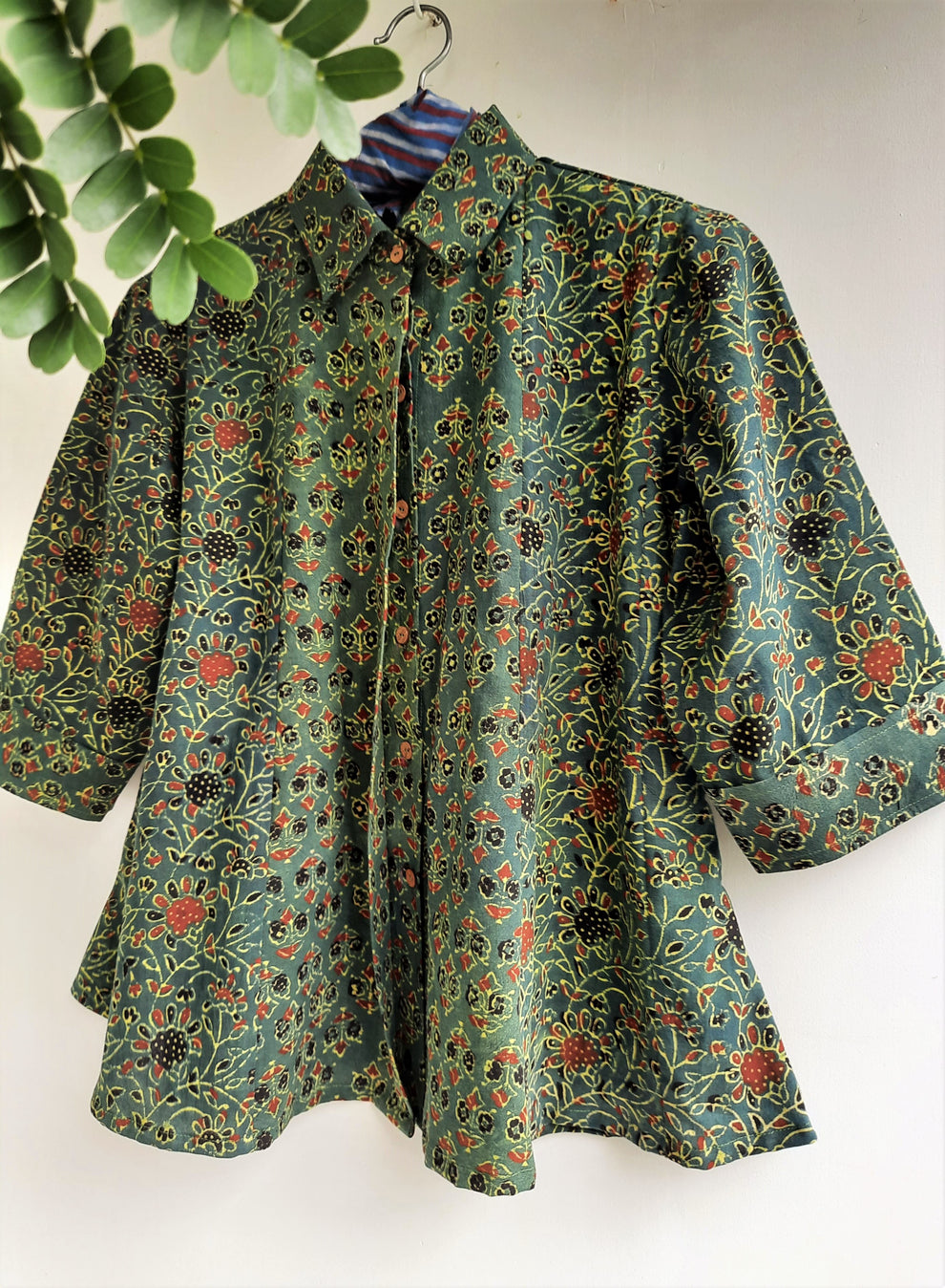 Deep green ajrakh women's shirt – Turquoise 'the store'
