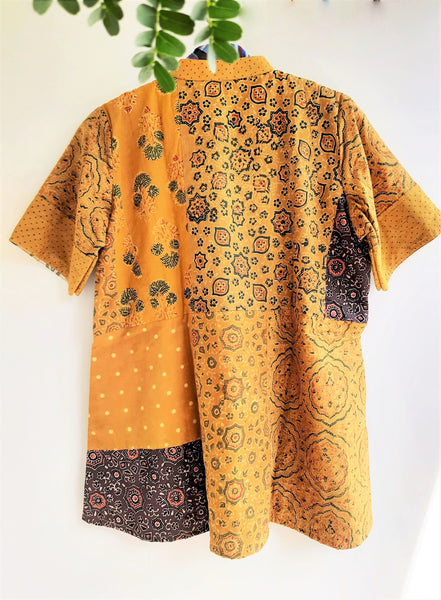 Turmeric yellow patchwork top