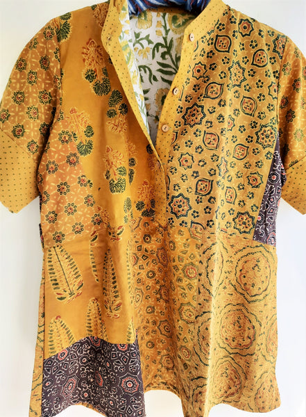 Turmeric yellow patchwork top