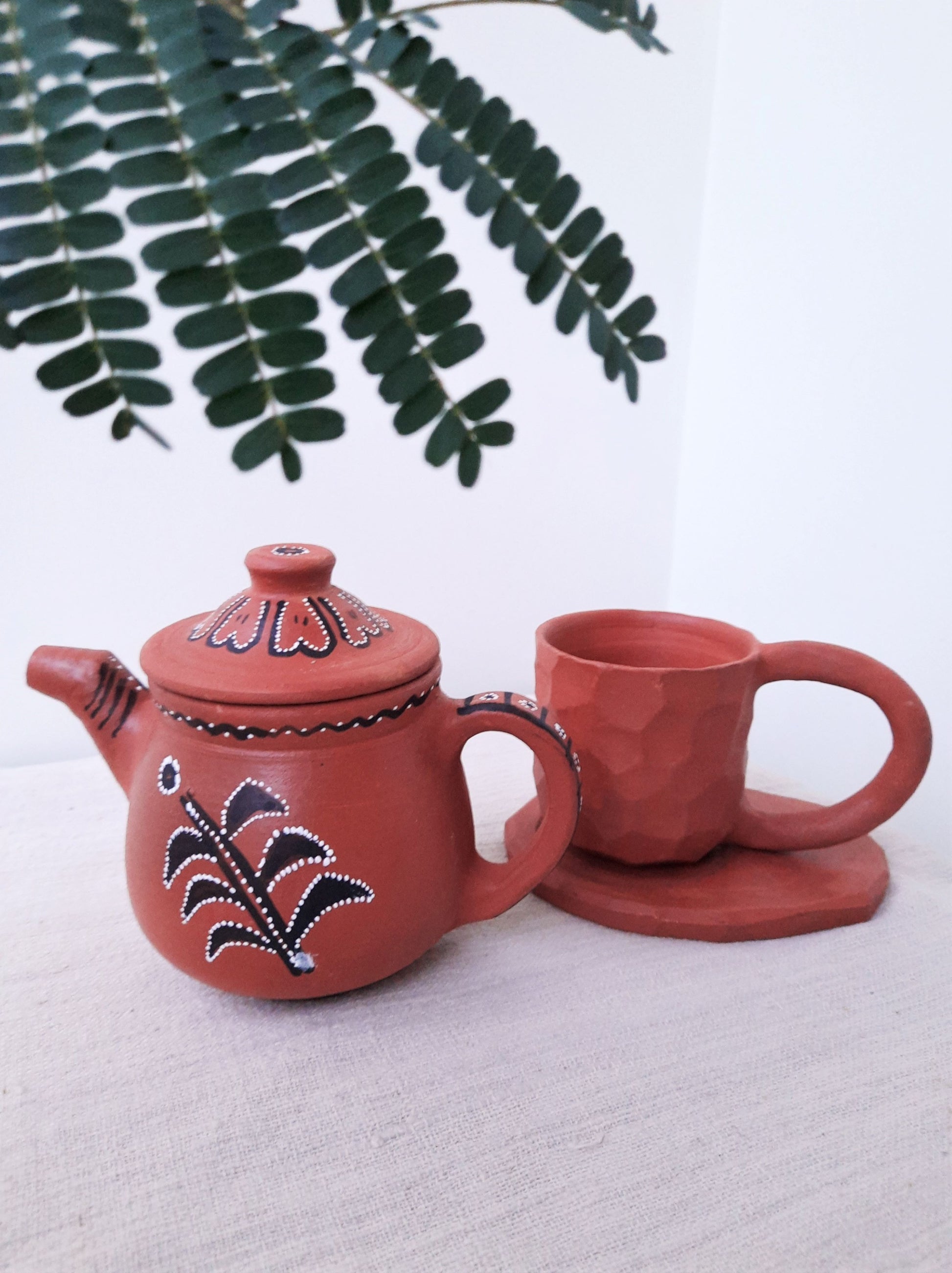 Terracotta teapot & cup set