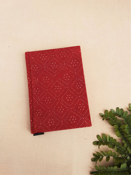 Upcycled handmade journal, madder dyed hand block print ajrakh journal, Handmade ajrakh print journal, Madder dyed handmade journal