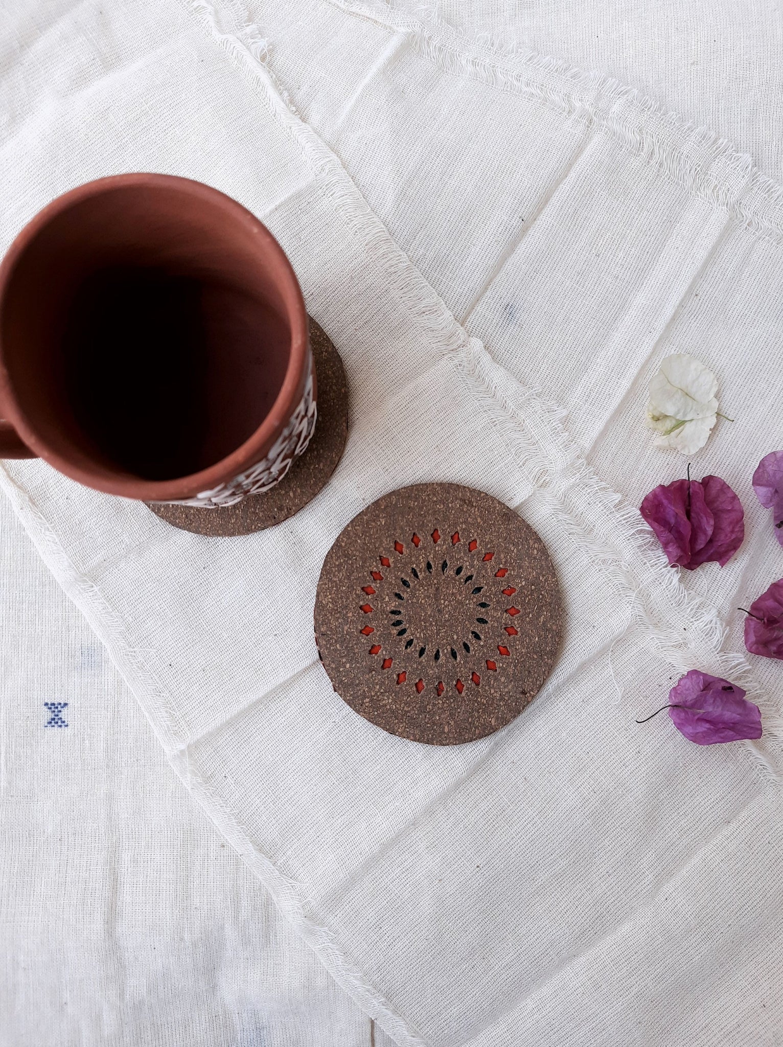 Cork tea coasters, Organic cork tea coasters, eco friendly tea coasters, Natural cork tea coasters, Sustainable handmade cork tea coasters