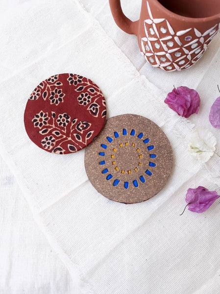 Natural cork tea coasters, Handmade cork tea coasters, Sustainable cork tea coasters, Vegan leather cork tea coasters, Organic eco friendly tea coasters