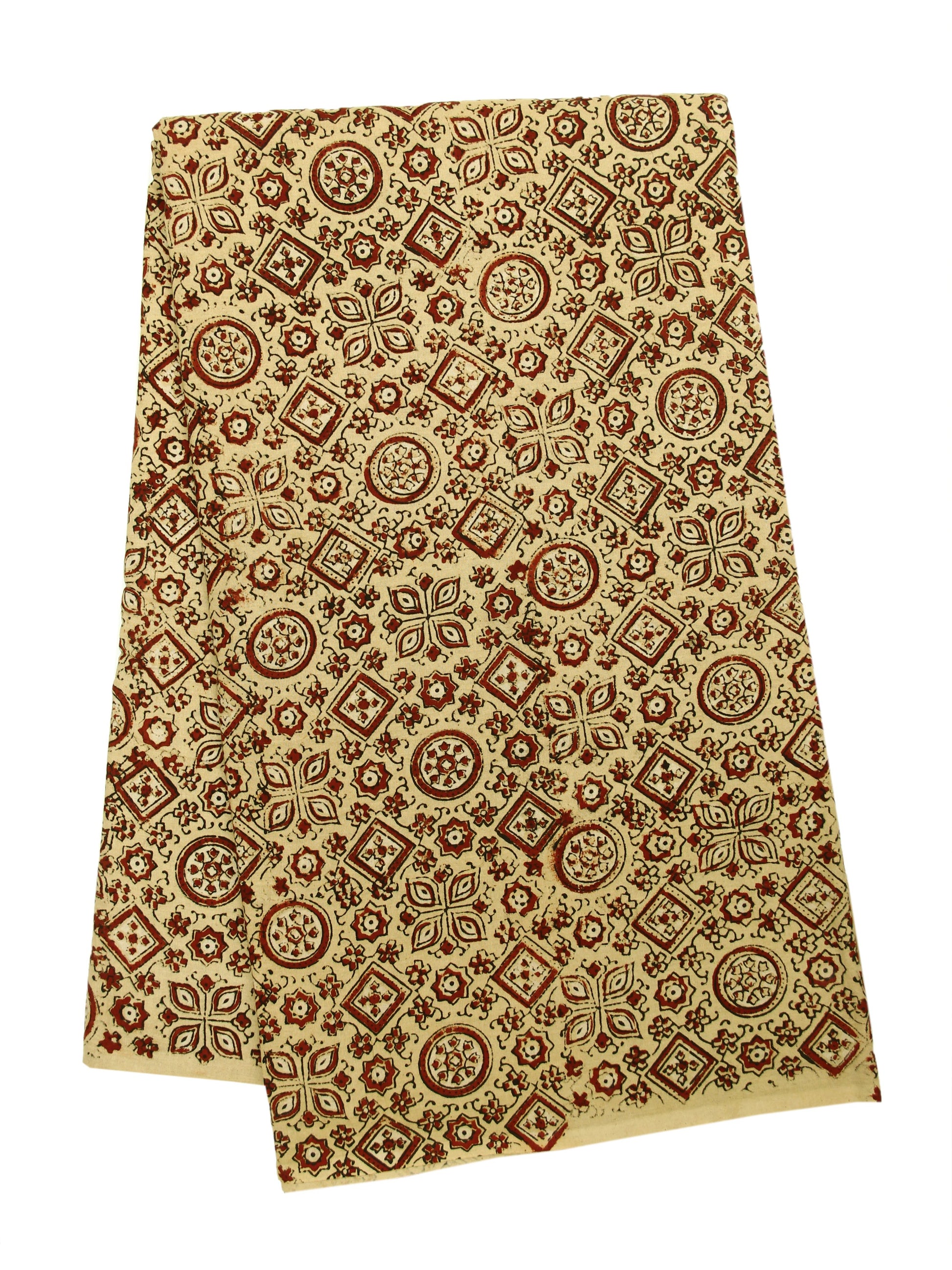 Ajrakh hand block print turmeric dyed fabric, Subtle turmeric yellow ajrakh prints cotton fabric