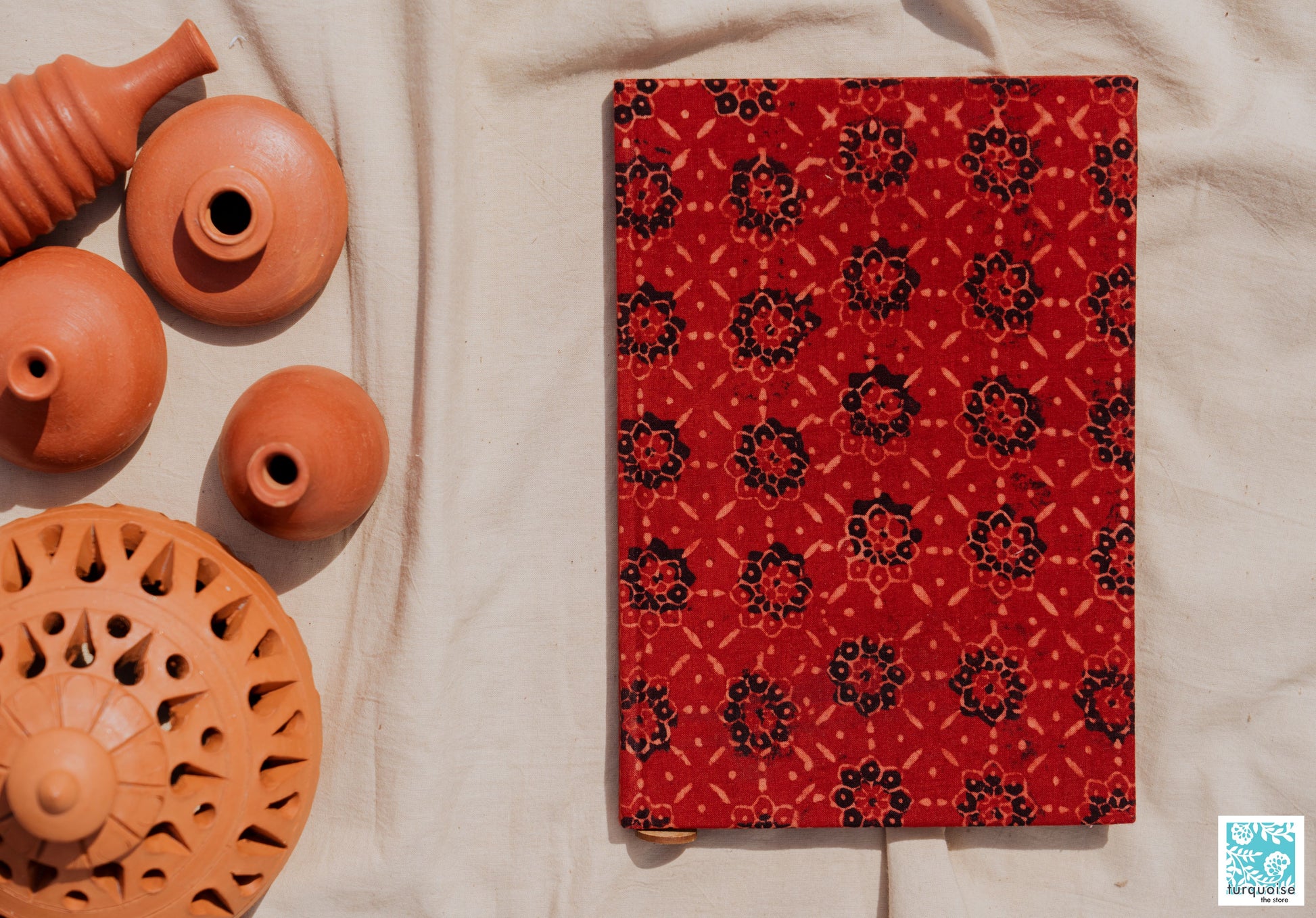 Handmade journal, Ajrakh fabric cover journal, Eco-friendly handmade journal, Luxury handmade journal